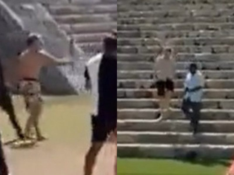 Turista sube a pirámide de Kulukán en Chichen Itzá y lo reciben a palazos #VIDEO