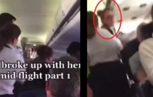 Chica pierde el control en avión luego de que su novio terminara su relación #VIDEOS