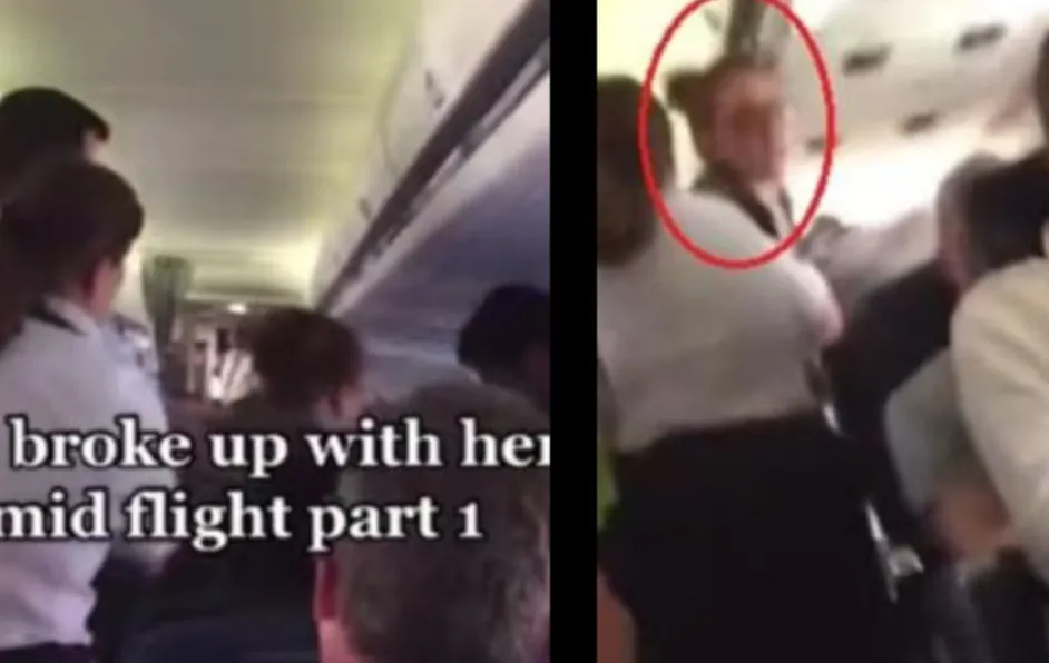 Chica pierde el control en un avión luego de que su novio terminara su relación #VIDEOS