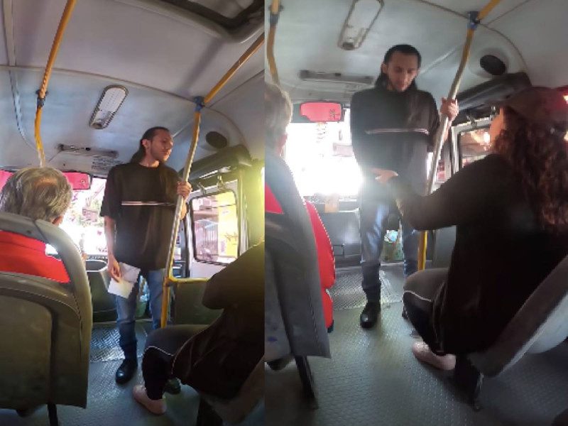 "Es mi primer día": Asaltante se pone nervioso durante atraco a camión #VIDEO