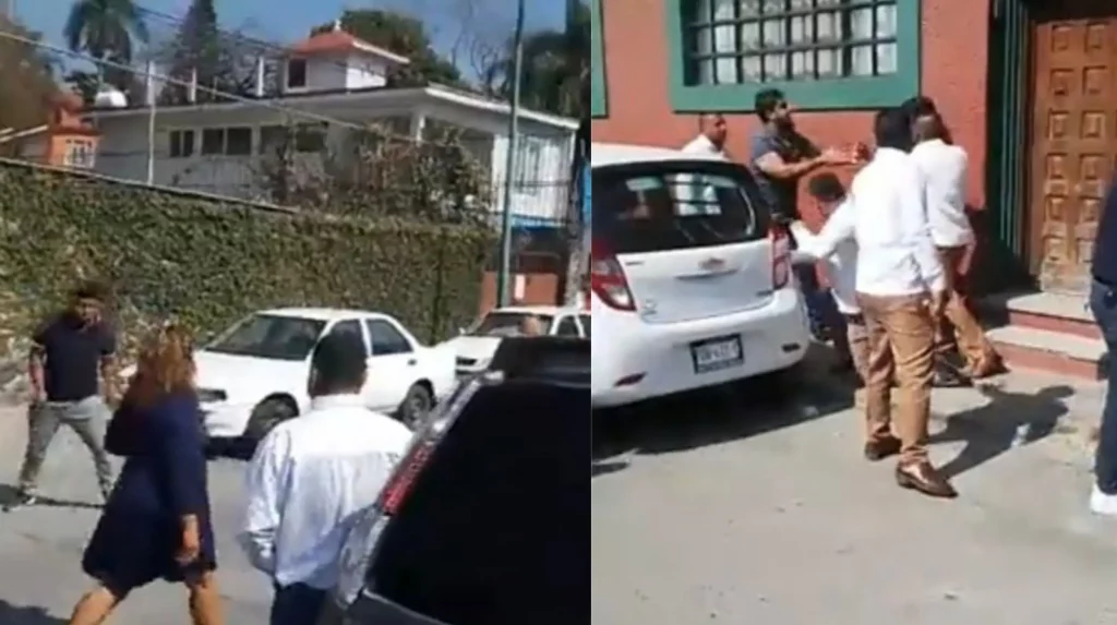 Inspectores del Ayuntamiento de Cuernavaca golpean a taquero afuera de Congreso #VIDEO
