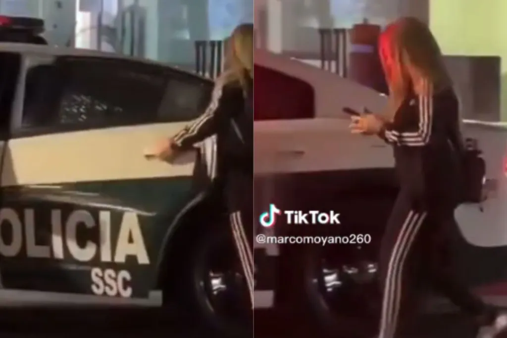 ¿Es actuado? Mujer distraída se sube a patrulla al pensar que era un taxi #VIDEO