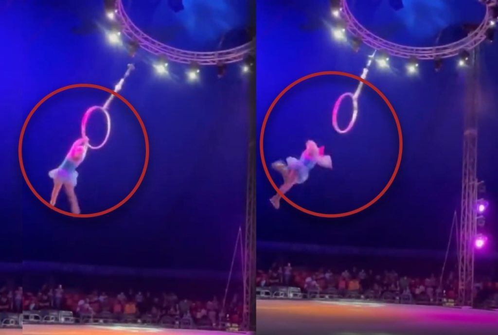 Acróbata de un circo cae en pleno show en Tampico