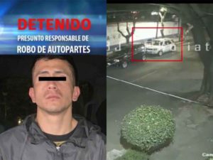 Ladrón de autopartes en CDMX roba un espejo, pero se le cae #VIDEO