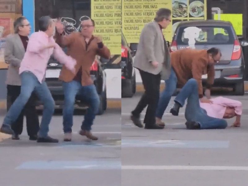 Pelea de señores en plena calle