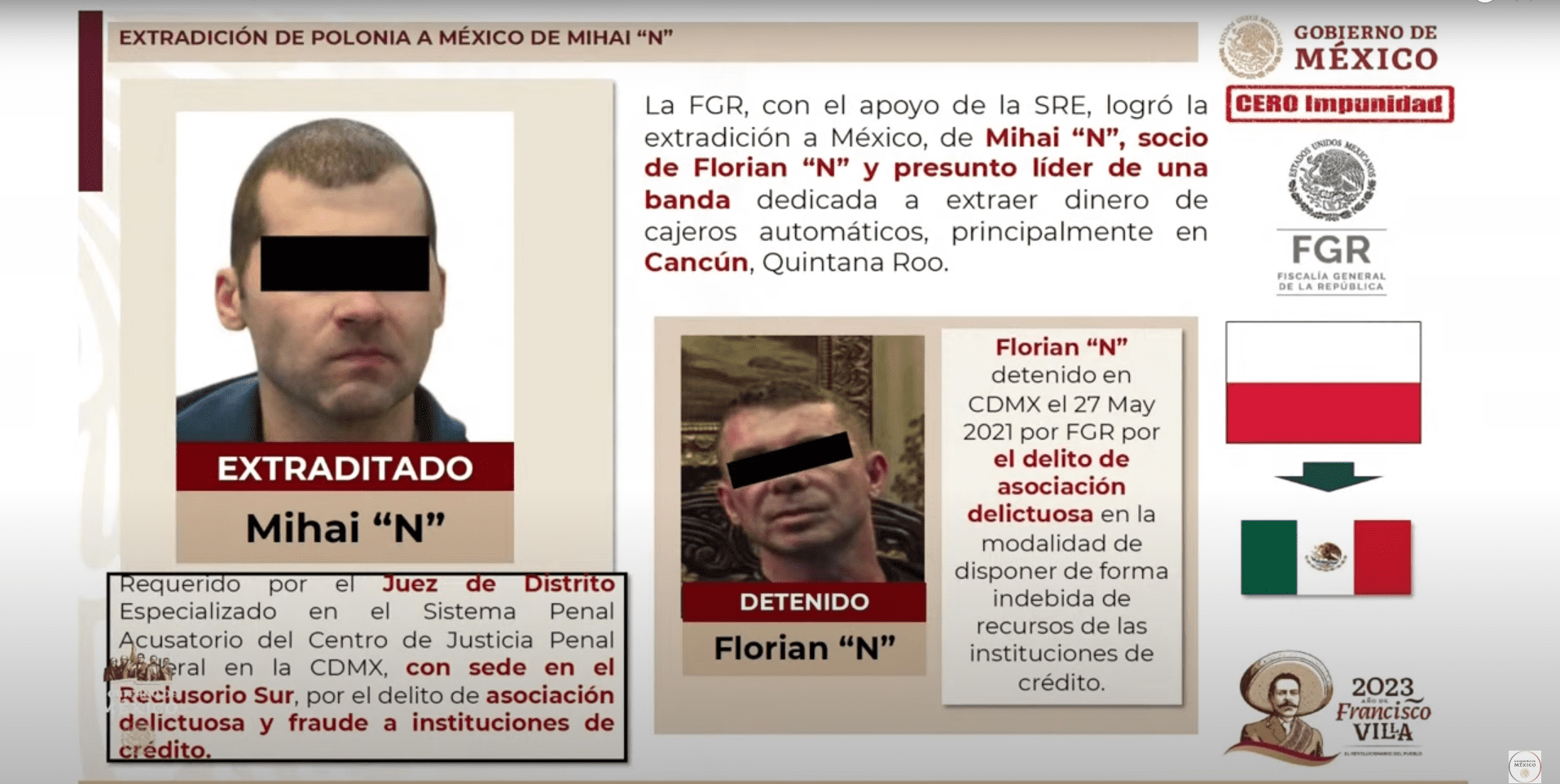 Extraditan de Polonia a México a líder de Mafia Rumana Mihaia “N”