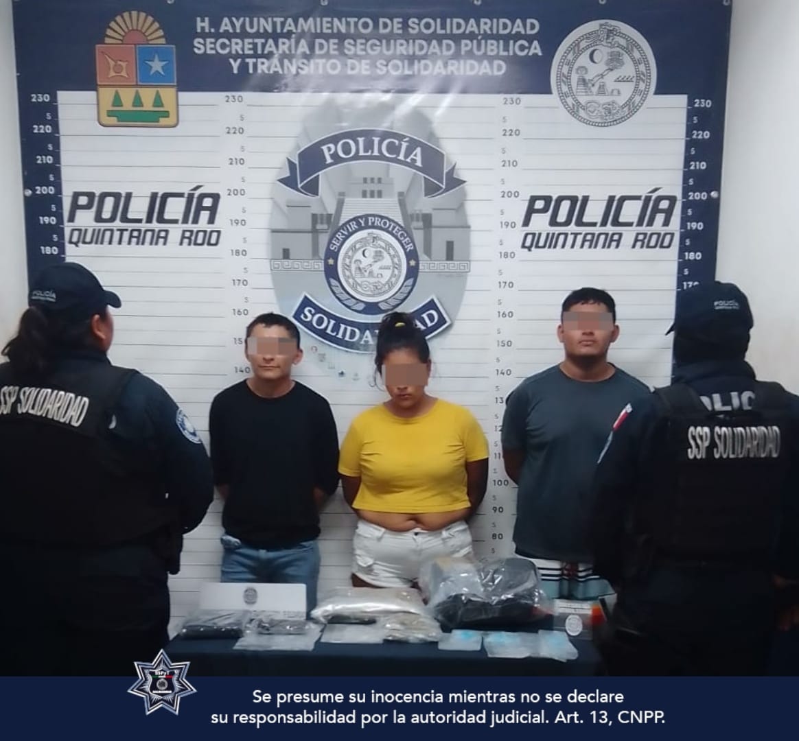Policía municipal detiene a 6 personas por por distribución de narcóticos en Playa del Carmen, Quintana Roo.