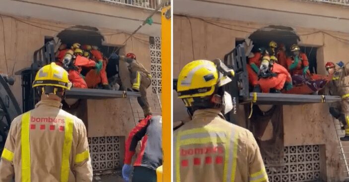 Hombre de 250 kg se queda atorado en su casa