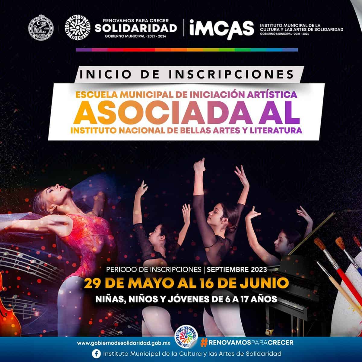 Escuela de Iniciación Artística asociada al INBAL, abre inscripciones en Playa del Carmen