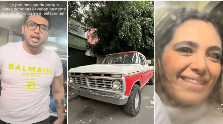 Pareja agrede y se burla de camioneta que les cerró el paso en plaza comercial