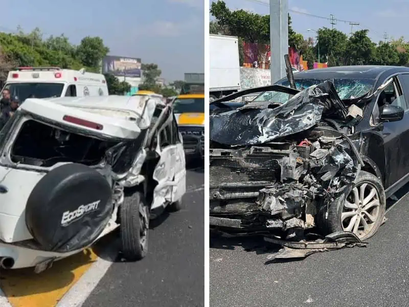 Aparatoso choque en autopista México-Puebla deja 5 lesionados