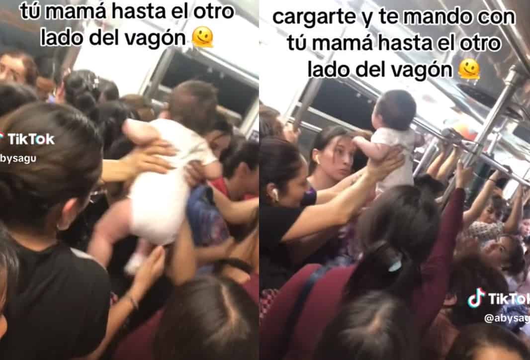 ¡Pásenme al niño por favor! Bebé pasa de mano en mano en vagón de Metro y se hace viral