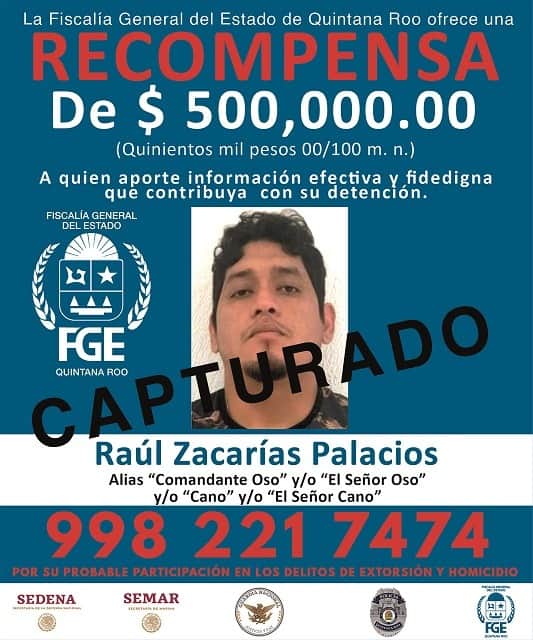 Captura FGE Quintana Roo al ‘Comandante Oso’, involucrado en el homicidio del gerente del Club Mamitas de Playa del Carmen