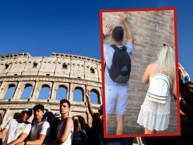 Identifican a la pareja que rayó su nombre en el Coliseo Romano