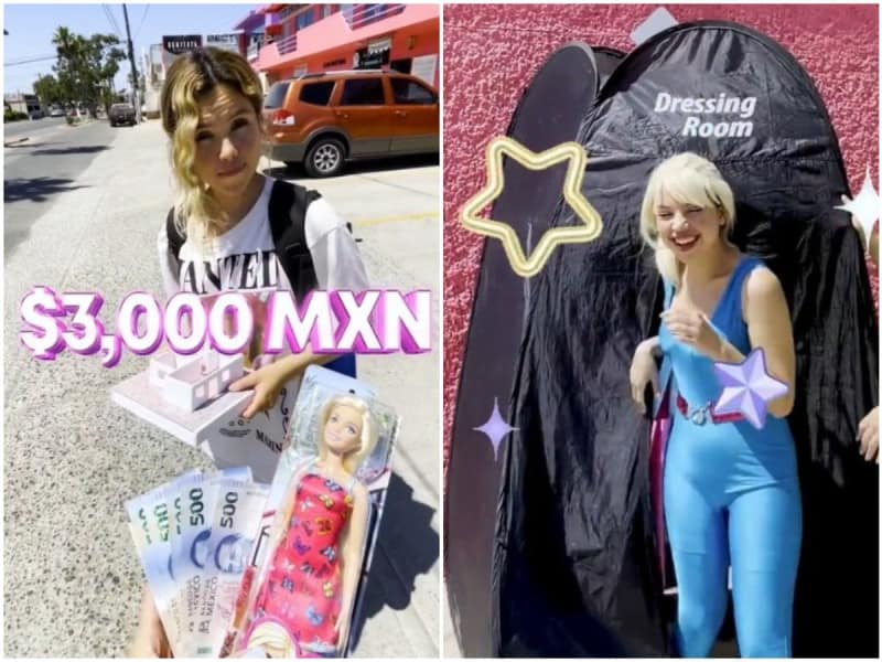 Barbie está de moda, joven gana 3 mil pesos por vestirse como ella en la calle