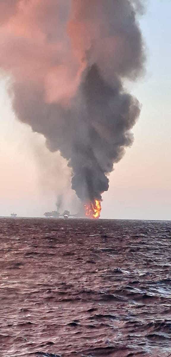 Explosión en la plataforma Nohoch Alfa, en el Complejo Cantarell de Pemex