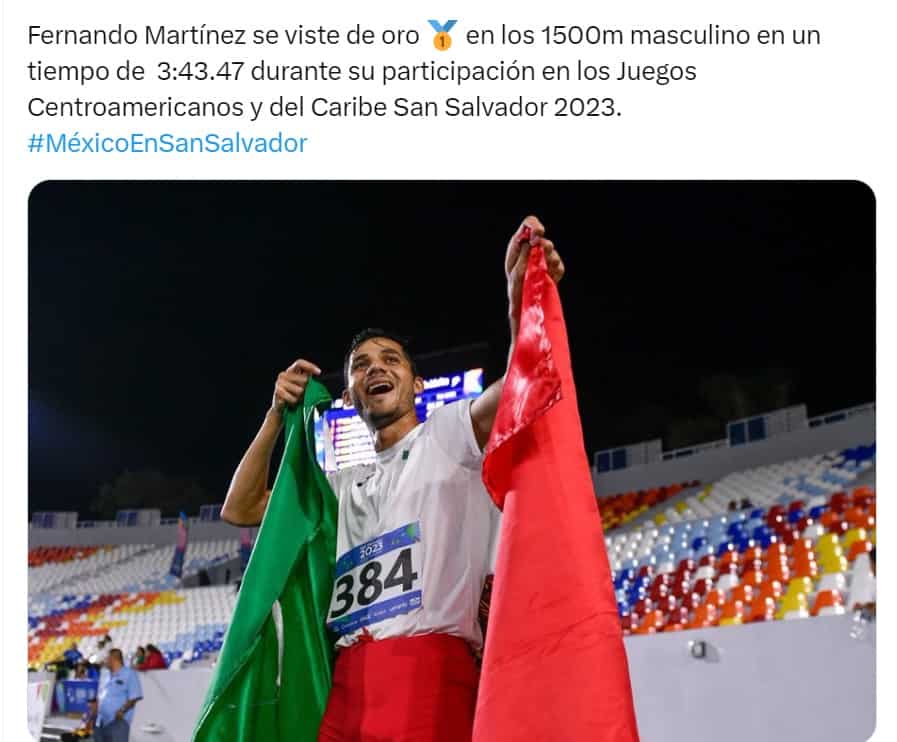 Fernando Martínez ganó oro para México en la prueba de los 1500 metros