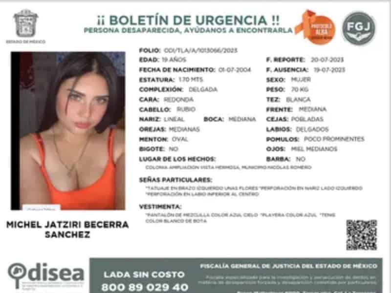 Encuentran sin vida a Michelle Jatziri, la joven de 19 años que desapareció al salir de un gimnasio