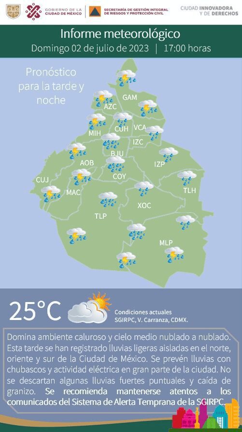 Granizo y lluvia caerá en la CDMX a partir de este domingo