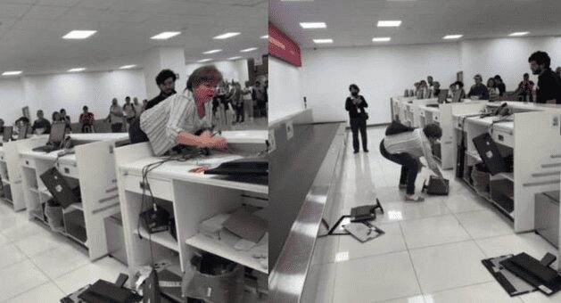 ‘Lady aeropuerto’, destroza mostradores de aerolínea