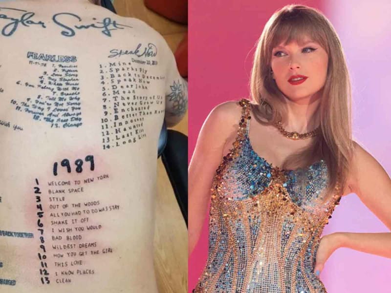 ¡Wow! Fan de Taylor Swift se tatuó todas sus canciones