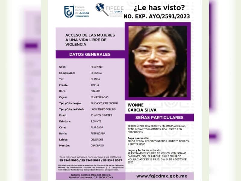 El cuerpo hallado en Coyoacán pertenece a Ivonne García Silva