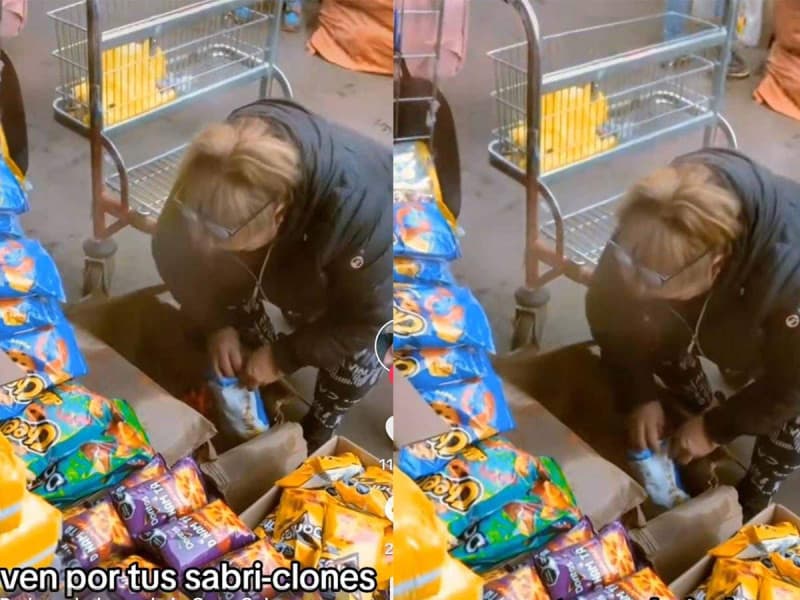 Infraganti, vendedora es captada llenando bolsas de Cheetos