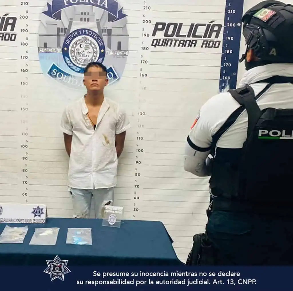 Policía Turística de Playa del Carmen capturó a un hombre con narcóticos