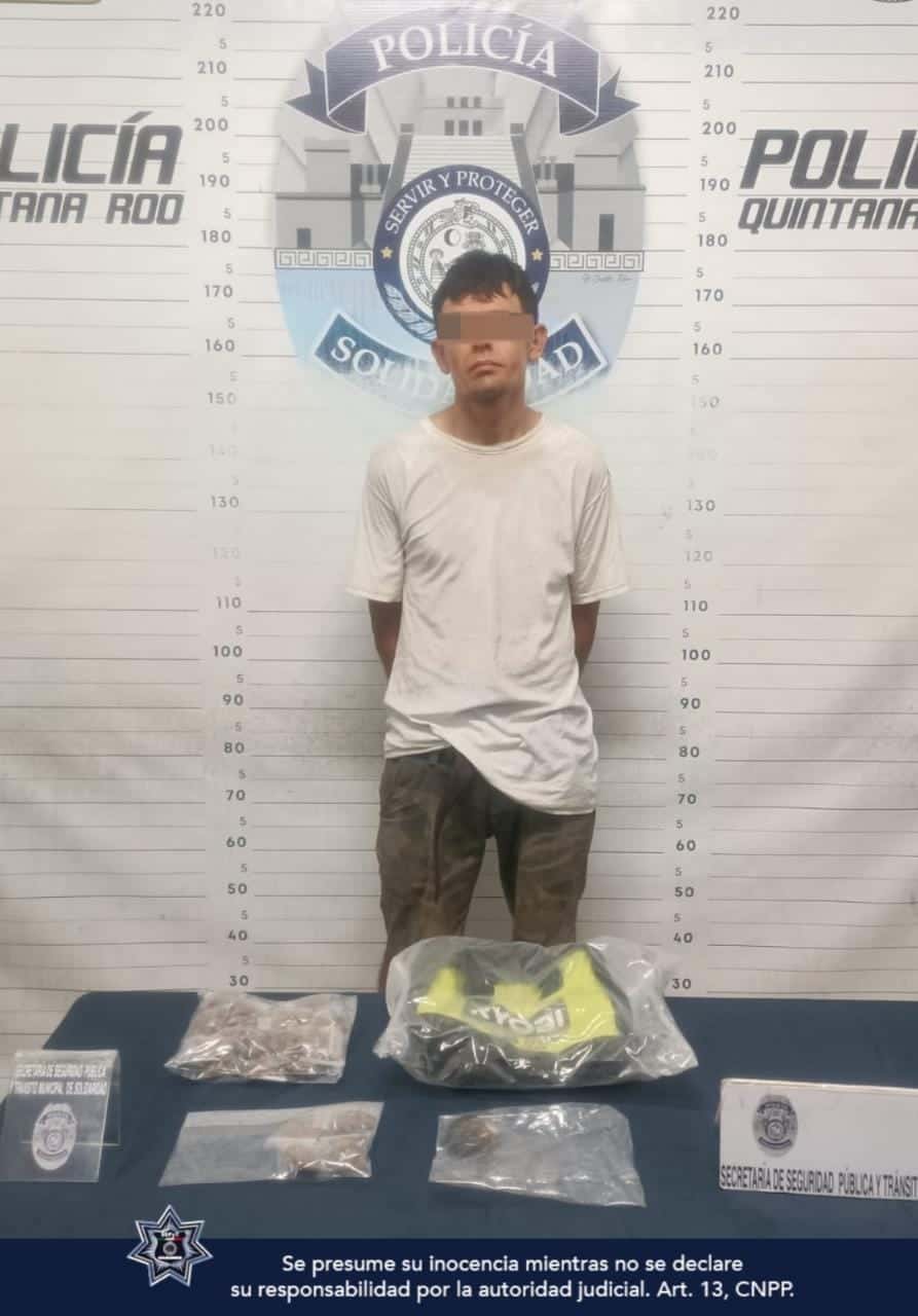 Policía municipal de Solidaridad aseguró 95 dosis de drogas