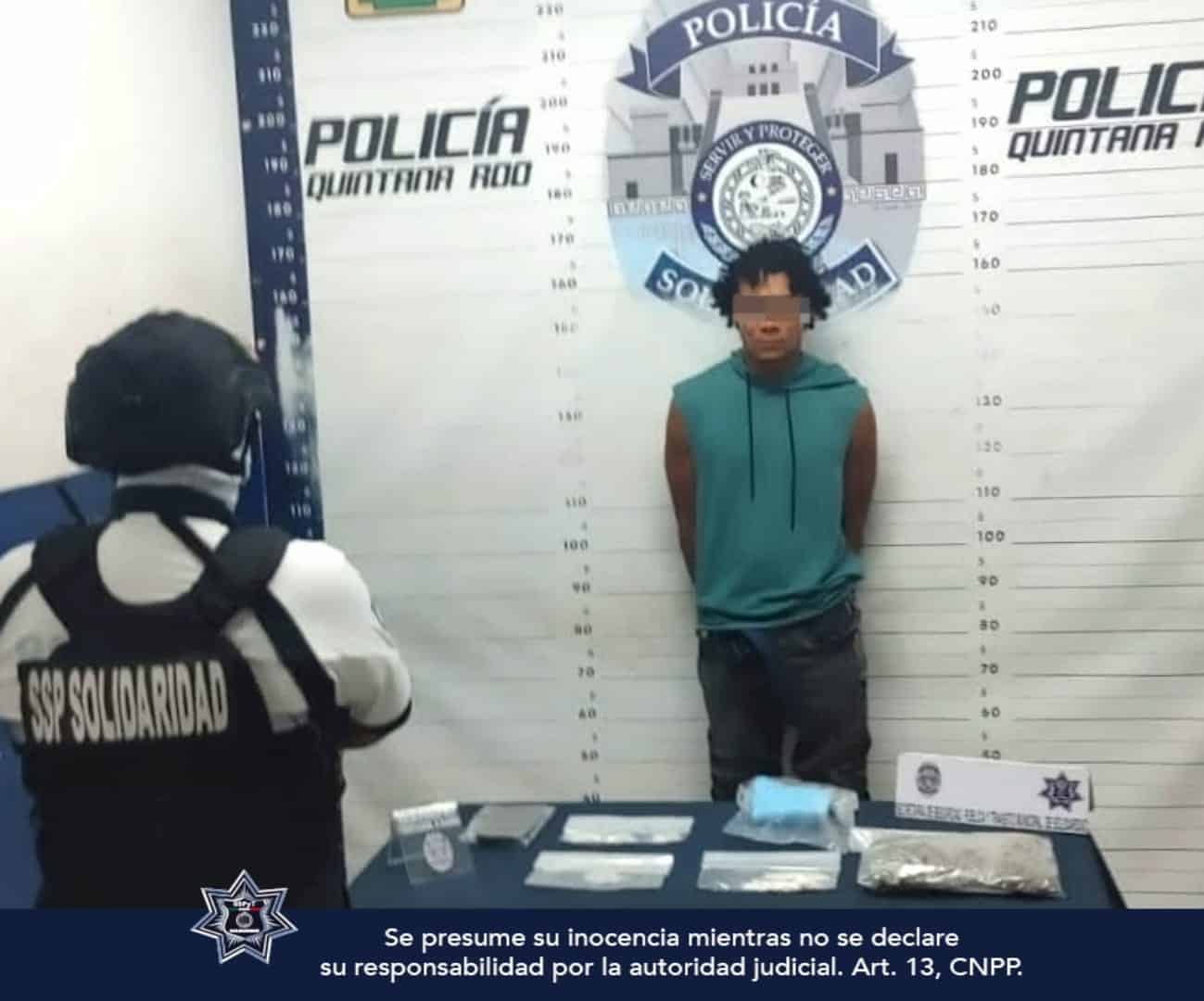 Policía municipal de Solidaridad asegura 70 dosis de narcóticos
