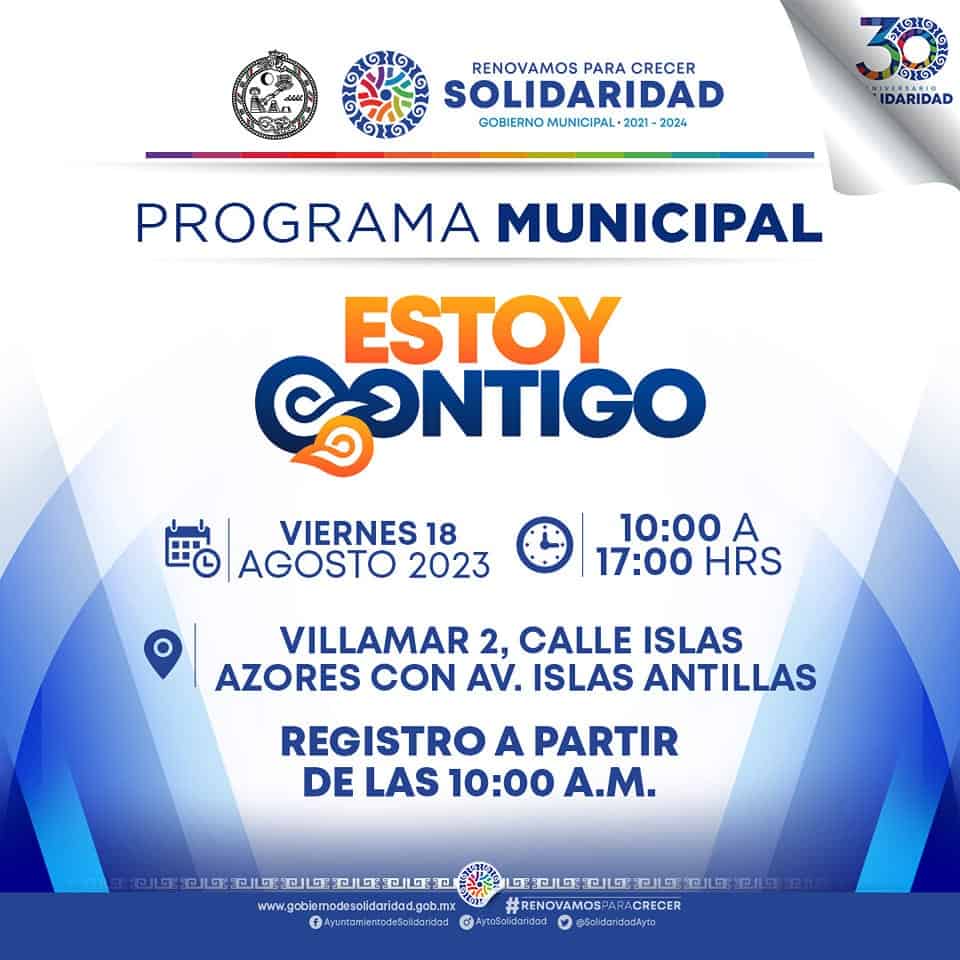 Programa “Estoy Contigo” llegará a Villamar II, municipio de Solidaridad