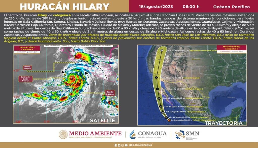 Emiten primera alerta tropical en California por huracán Hilary
