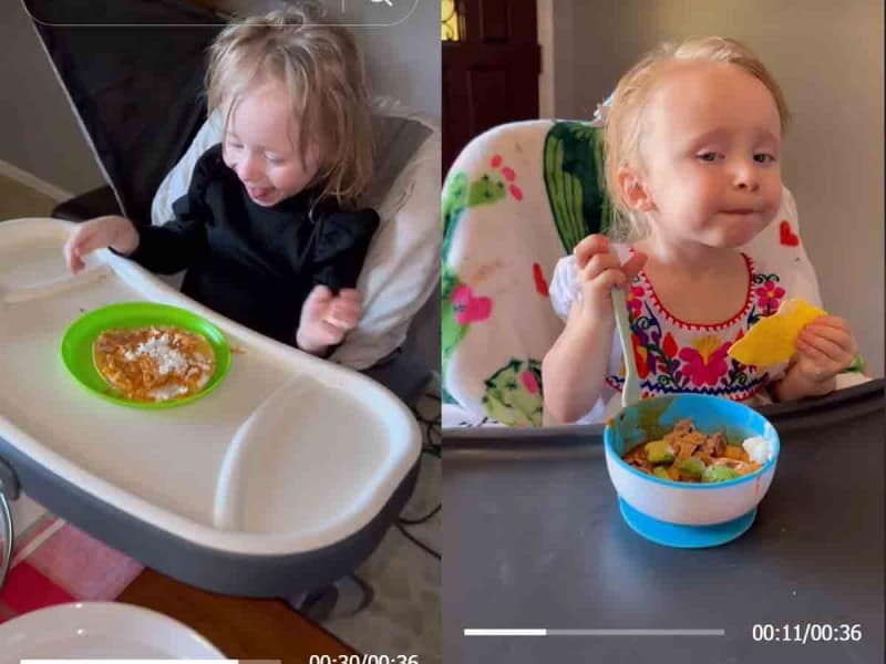 Bebé extranjera no quiere Chiken, prefiere pozole y se hace viral