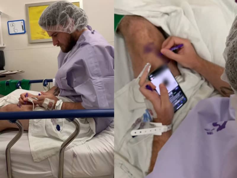 Paciente pinta su pierna sana para que el médico opere la rodilla correcta