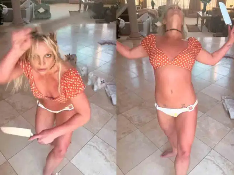 Otra vez Britney Spears alarma con inquietante baile con cuchillos