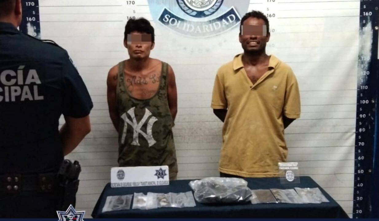 Detienen a tres hombres relacionados al narcomenudeo en Solidaridad
