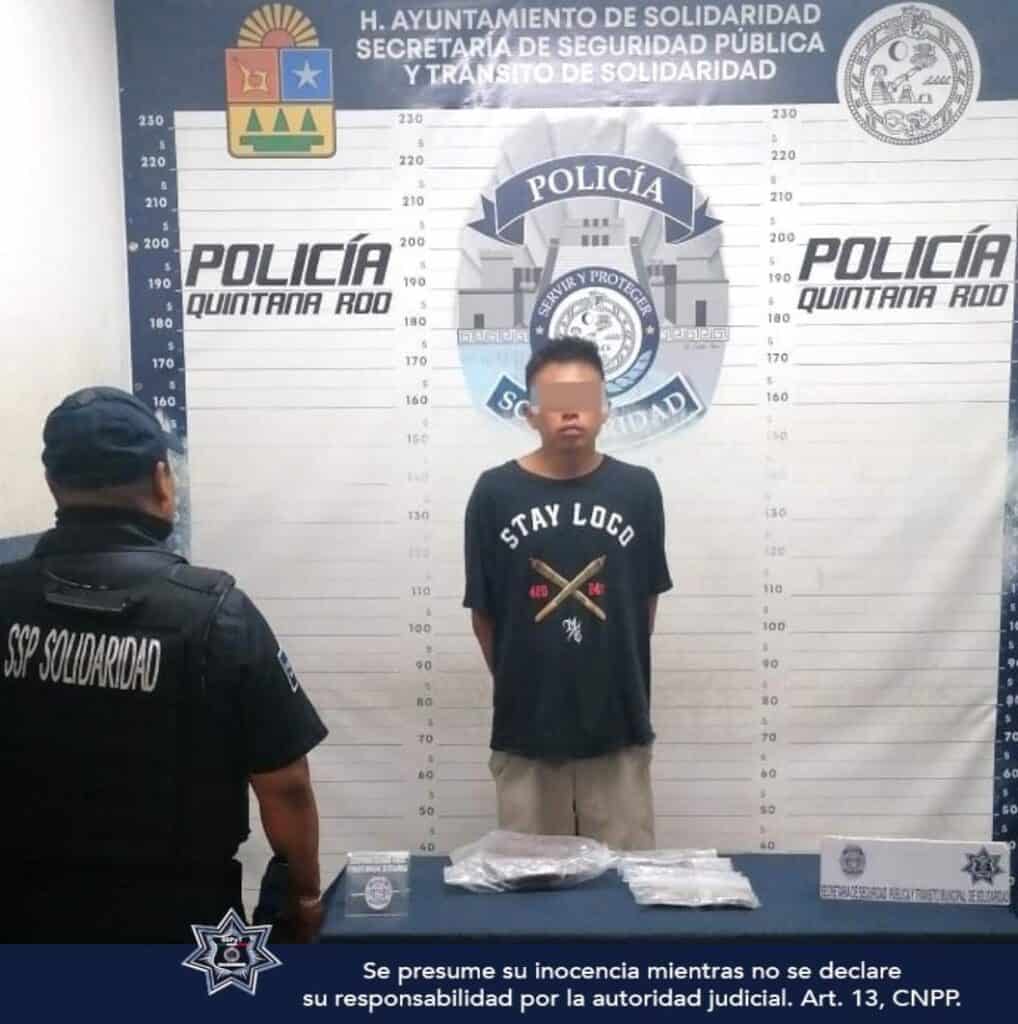 Detienen a tres hombres relacionados al narcomenudeo en Solidaridad