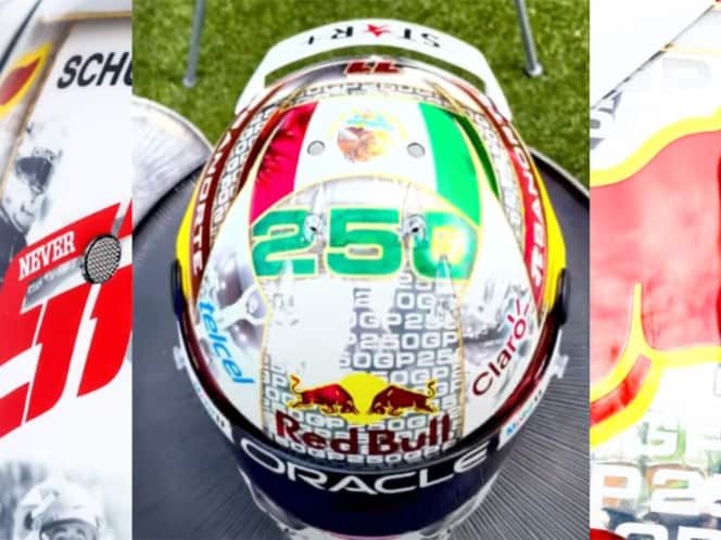 Checo Pérez celebra 250 carreras en F1 con casco mexicano
