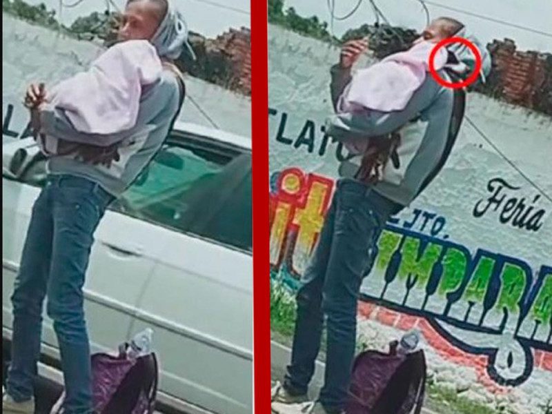 Mujer pide limosna con su “perrhijo” en brazos