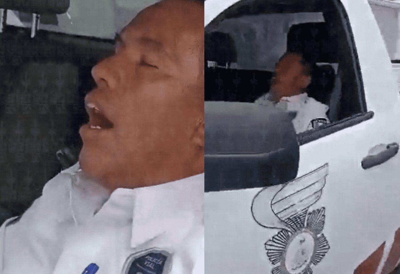 ¡Siesta segura! Policía en lugar de patrullar, toma siestas en patrulla