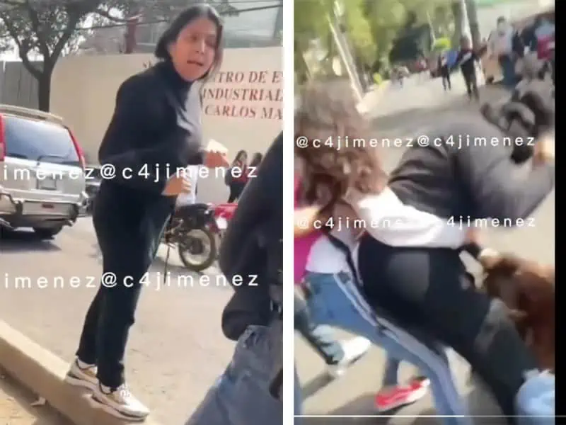 Se viraliza video de una pelea entre una señora y estudiantes de CETIS