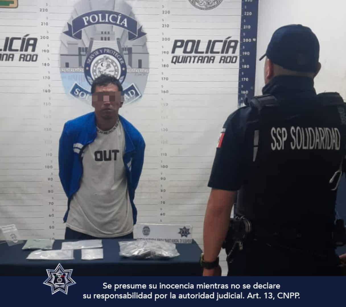 Hombre es detenido con más de 90 dosis de posible droga por la Policía Municipal de Solidaridad