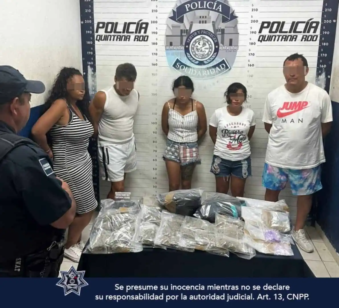 Policía municipal de Solidaridad detiene a 8 personas por venta de drogas