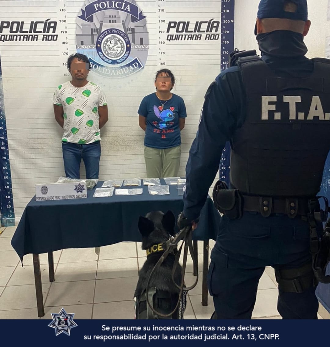 Policías municipales de Solidaridad, detienen a sujeto por robo