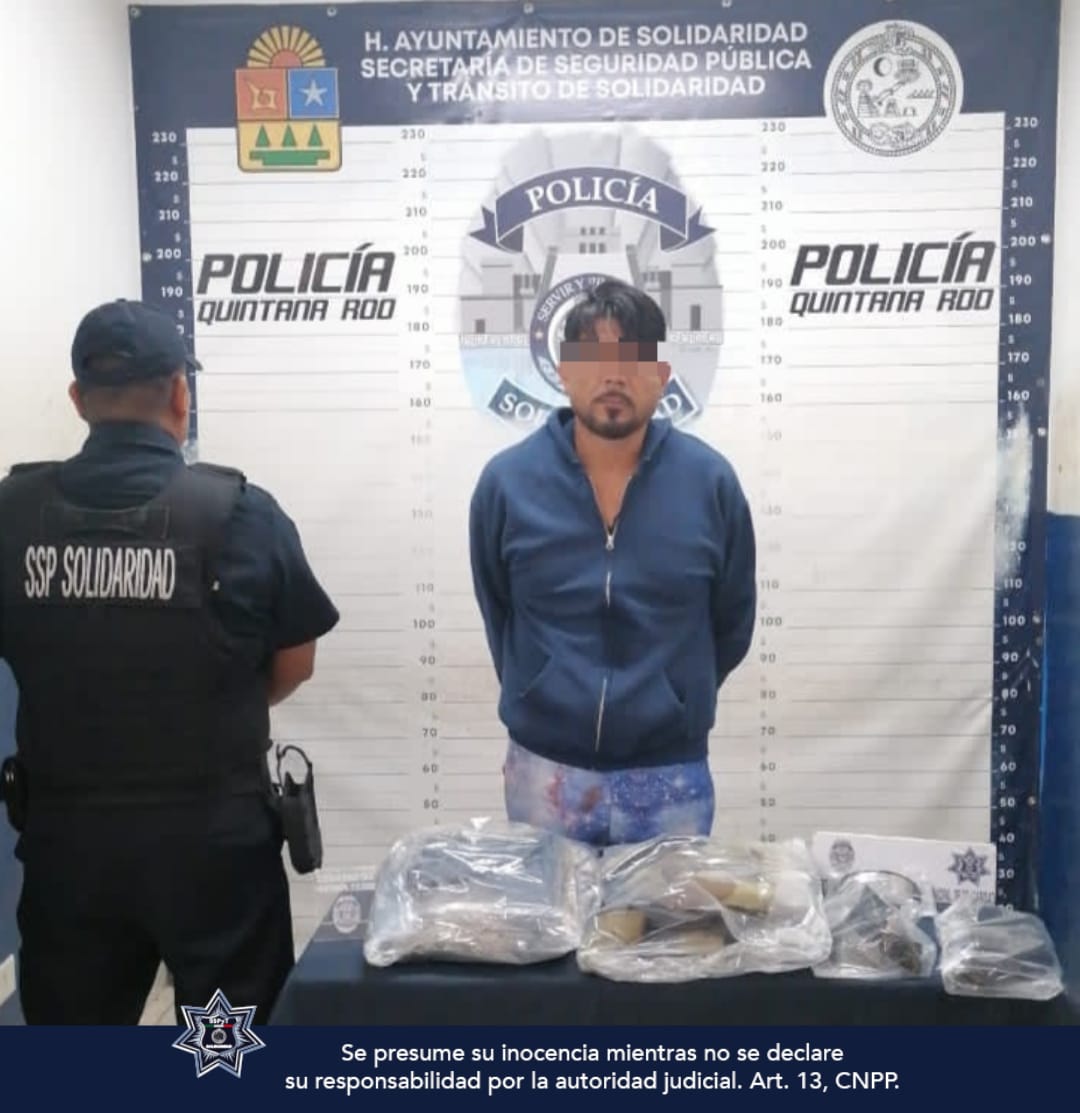 Policía municipal de Solidaridad, detiene a sujeto por robo