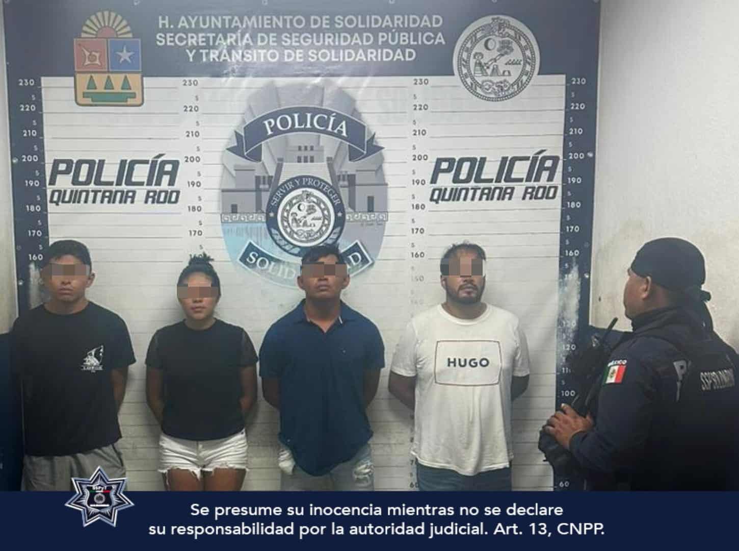 Cuatro detenidos por posible privación ilegal de la libertad en operativo de la Policía Municipal de Solidaridad