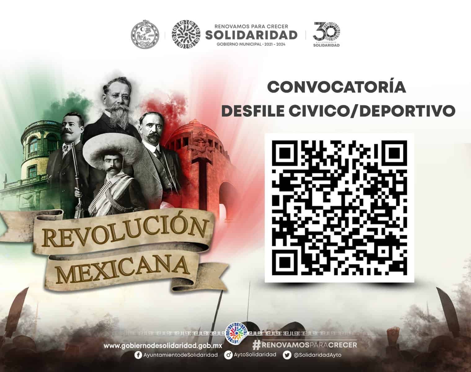 Convocan al desfile en conmemoración del CXIII Aniversario de la Revolución Mexicana en Solidaridad