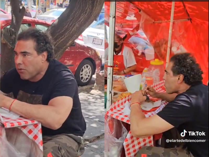 Graban a Eduardo Yáñez comiendo taquitos en una calle de la CDMX y sorprendió; no dijo, ni hizo nada a pesar de ser conocido por su carácter explosivo