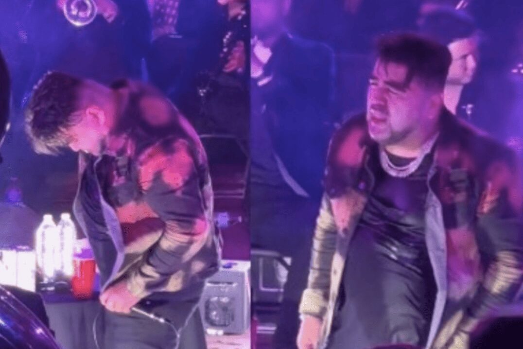 Cantante Mimoso borracho en concierto