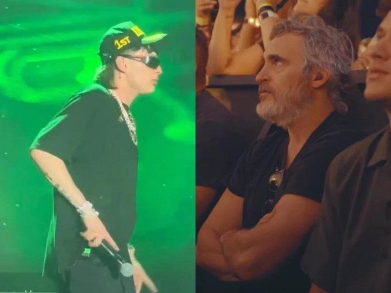 Captan a Joaquin Phoenix en un concierto de Peso Pluma; los internautas se sorprenden